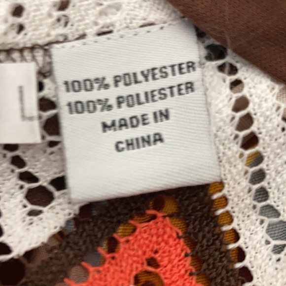 Rancho Estancia Aztec Patterned Tie Back Open Knit  Poncho Top Size Large - Picture 10 of 11